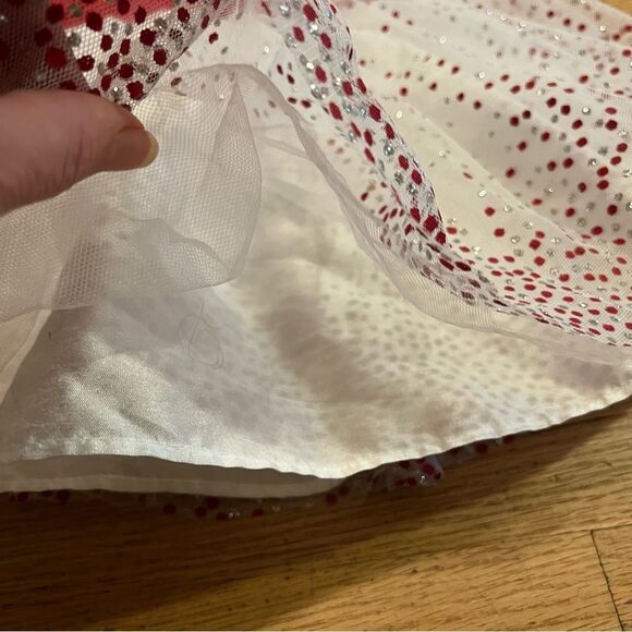 😊3/$30 Baby Girl Holiday Editions Red And Silver Sparkle TuTu Dress Size 3-6 Mo - Picture 9 of 16